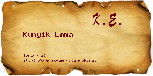 Kunyik Emma névjegykártya